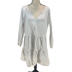 SOLD - Karen Kane Long Sleeve Tiered Peasant Prairie Mini Dress - White